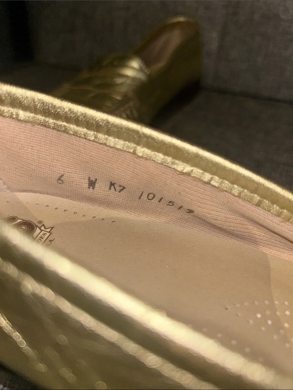 SAS WINK - Leather Metallic Gold Loafers